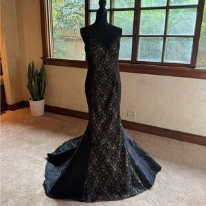 Black Satin Evening Gown